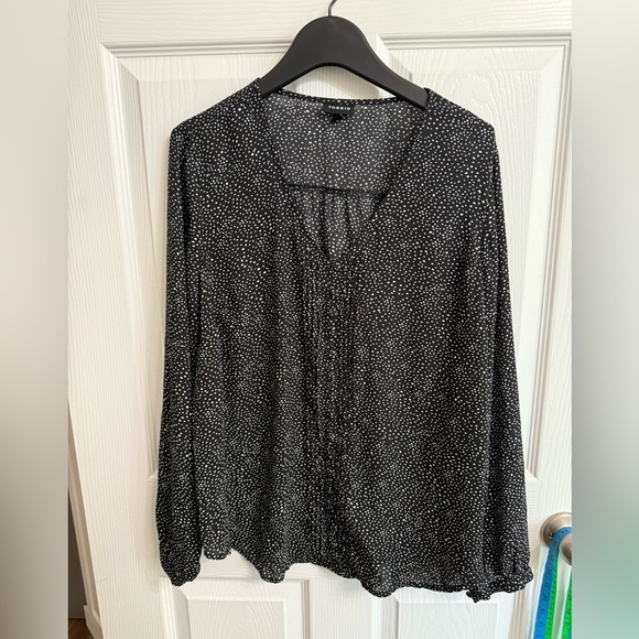 Torrid Georgette Pintuck Button-Front Blouse Top Shirt Black White Polka Dot L - Picture 3 of 8